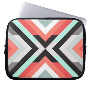 Protection Pour Ordinateur Portable Design géométrique moderne Mint vert et Coral rose