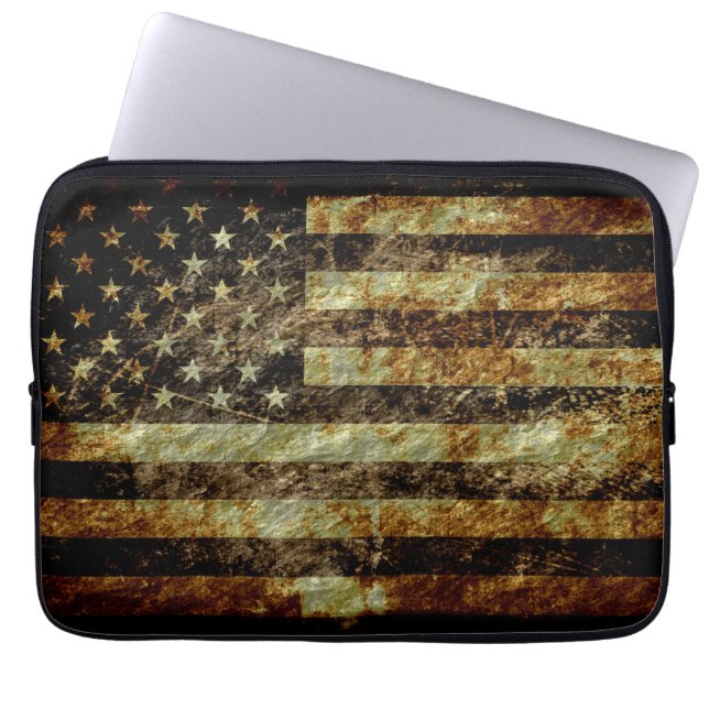 Protection Pour Ordinateur Portable Drapeau américain Grunge (Devant)