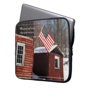 Protection Pour Ordinateur Portable Drapeau De Grange Rappels Patriotiques Tout Autour