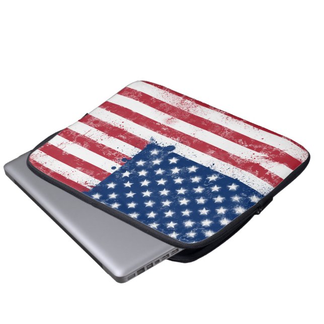 Protection Pour Ordinateur Portable Drapeau peint des Etats-Unis (Devant bas)