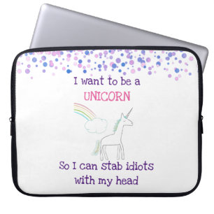 Protection Pour Ordinateur Portable Edgy Unicorn avec arc en ciel et Confetti Funny