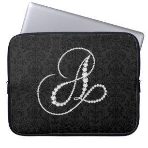 Protection Pour Ordinateur Portable Élégante Initiale A Étincelante Diamants-Monogramm