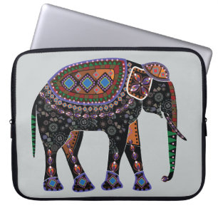 Protection Pour Ordinateur Portable Éléphant fleuri