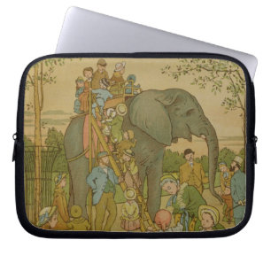 Protection Pour Ordinateur Portable Enfants montant sur l'éléphant (litho)