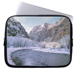 Protection Pour Ordinateur Portable États-Unis, Utah, Zion NP. Neige fraîche sur le ca