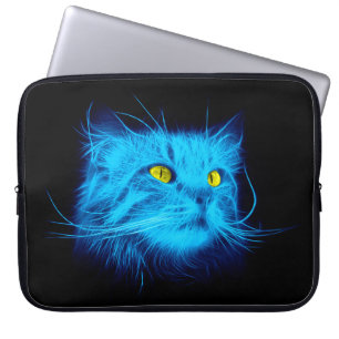 Protection Pour Ordinateur Portable Face de chat bleu
