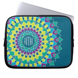 Protection Pour Ordinateur Portable Fleur bohème avec Monogrammes