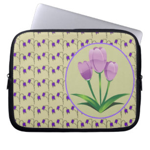 Protection Pour Ordinateur Portable Fleur de tulipe pourpre vintage motif mignon