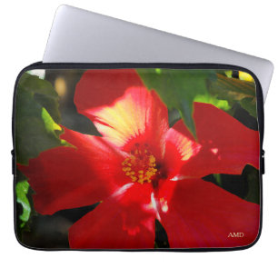 Protection Pour Ordinateur Portable Fleur d'Hibiscus rouge au soleil