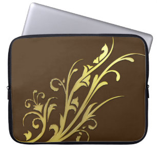 Protection Pour Ordinateur Portable Fleur dorée fausse de luxe abstraite