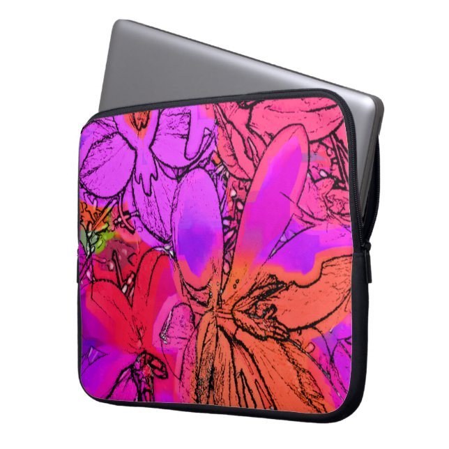 PROTECTION POUR ORDINATEUR PORTABLE FLEURS (devant gauche)