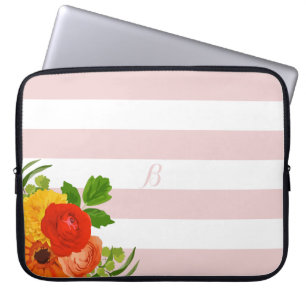 Protection Pour Ordinateur Portable Fleurs Colorées Au-Dessus De Blancs Et Roses
