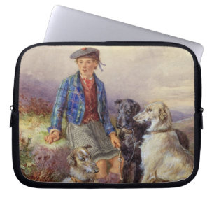 Protection Pour Ordinateur Portable Garçon écossais avec des chiens-loup dans un