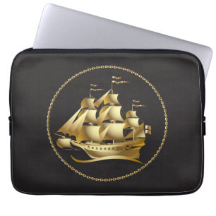 Protection Pour Ordinateur Portable Gold Sailboat Nautical
