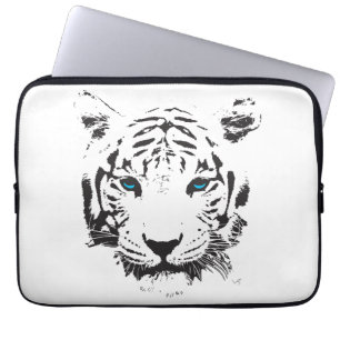Protection Pour Ordinateur Portable Graphique Bleu Tigre Blanc