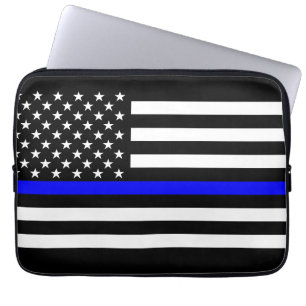 Protection Pour Ordinateur Portable Graphique mince de Blue Line de drapeau des USA