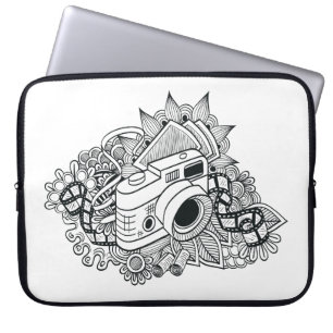 Protection Pour Ordinateur Portable Griffonnage d'appareil-photo de hippie