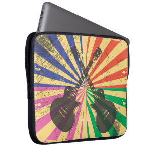 Protection Pour Ordinateur Portable Guitares Retro Grunge sur arrière - plan starburst