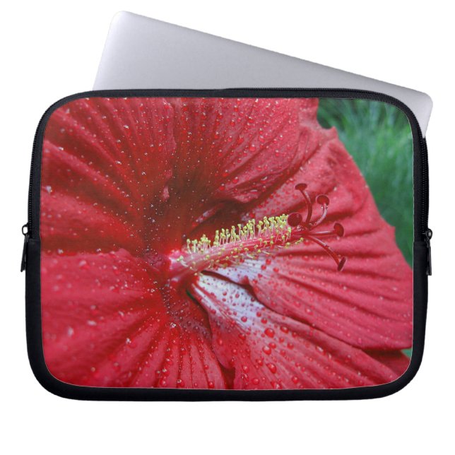 Protection Pour Ordinateur Portable Hibiscus Rouge Avec Arrosage (Devant)