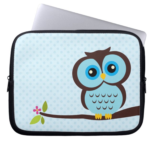 Protection Pour Ordinateur Portable Hibou bleu mignon (Devant)