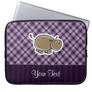 Protection Pour Ordinateur Portable Hippopotame mignon ; Pourpre