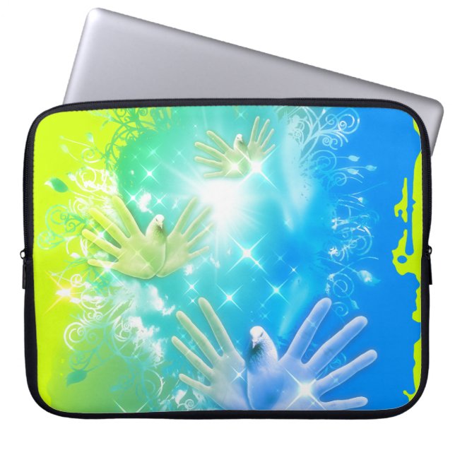 Protection Pour Ordinateur Portable holiES - Flying Hands Pigeons ART (Devant)
