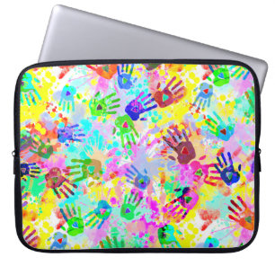 Protection Pour Ordinateur Portable holiES - mains éclaboussures colorées grunge motif