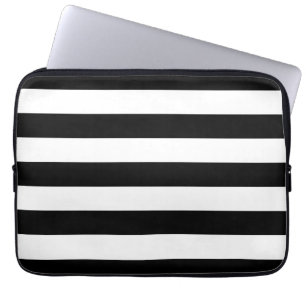 Protection Pour Ordinateur Portable Horizontal Black And White Stripes