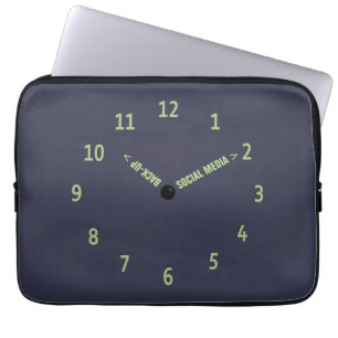 Protection Pour Ordinateur Portable Horloge imaginaire de support social drôle de