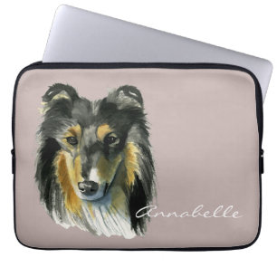 Protection Pour Ordinateur Portable Illustration d'aquarelle de chien de colley