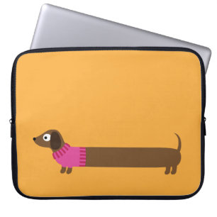 Protection Pour Ordinateur Portable Illustration de mignonne long Dachshund