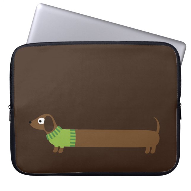 Protection Pour Ordinateur Portable Illustration de mignons longs Dachshund (Devant)
