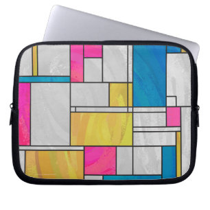 Protection Pour Ordinateur Portable Impression Mondrial jaune rose