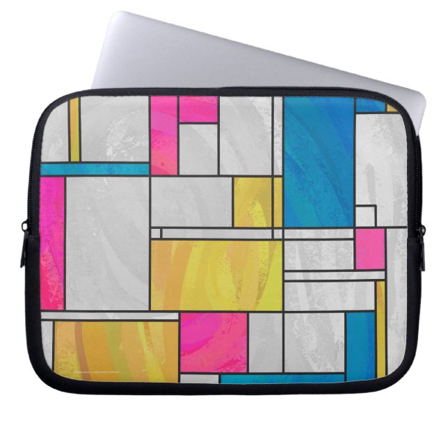 Protection Pour Ordinateur Portable Impression Mondrial jaune rose (Devant)