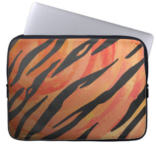 Protection Pour Ordinateur Portable Impression orange chaud et noir de tigre
