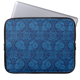 Protection Pour Ordinateur Portable Indigo Blue Floral Faux Lace Motif