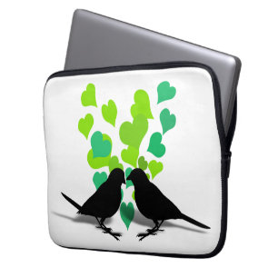 Protection Pour Ordinateur Portable Inséparables au coeur vert