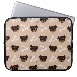 Protection Pour Ordinateur Portable Joli sourire Rottweiler Motif de chiot et os