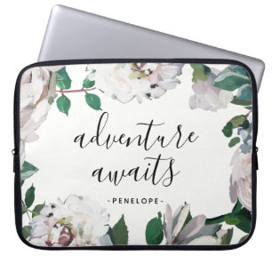 Protection Pour Ordinateur Portable Jolie aventure florale attend avec le nom