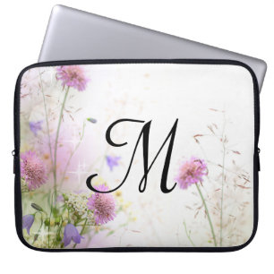 Protection Pour Ordinateur Portable Lavender Wild Flowers Monogram 15" Coque d'ordinat