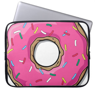 Protection Pour Ordinateur Portable Le beignet rose de bande dessinée avec arrose