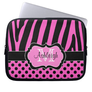 Protection Pour Ordinateur Portable Le zèbre noir rose barre la caisse d'ordinateur