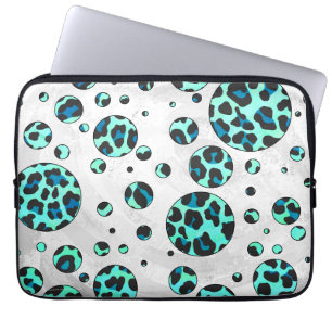 Protection Pour Ordinateur Portable Léopard noir et Turquoise