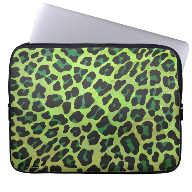 Protection Pour Ordinateur Portable Léopard noir et vert (Devant)