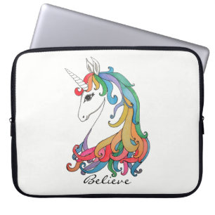Protection Pour Ordinateur Portable Licorne mignonne d'arc-en-ciel d'aquarelle
