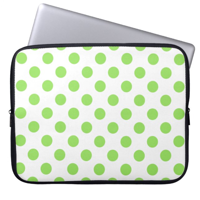 Protection Pour Ordinateur Portable Lime et pois blancs (Devant)