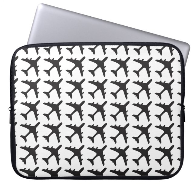 Protection Pour Ordinateur Portable Manche motif d'avion noir blanc (Devant)
