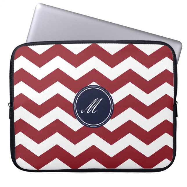 Protection Pour Ordinateur Portable Manche Motif Maroon Chevron (Devant)