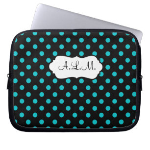 Protection Pour Ordinateur Portable Manches Pois bleues, noires, blanches