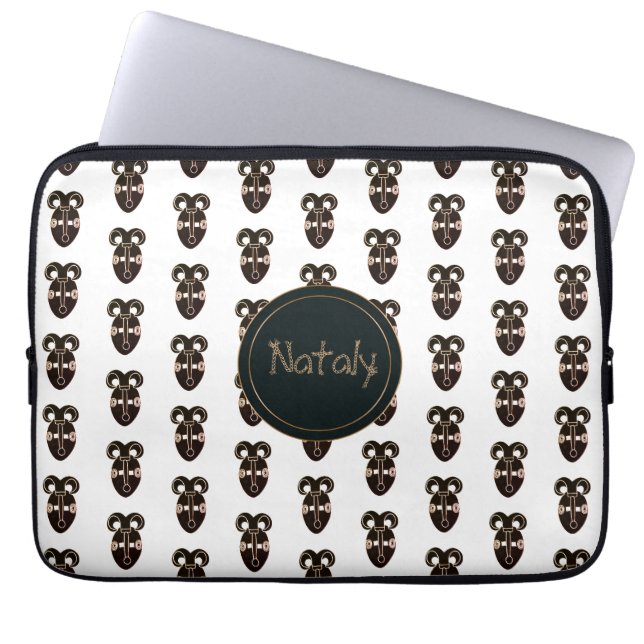 Protection Pour Ordinateur Portable masque tribal africain ethnique. monogramme. nom (Devant)